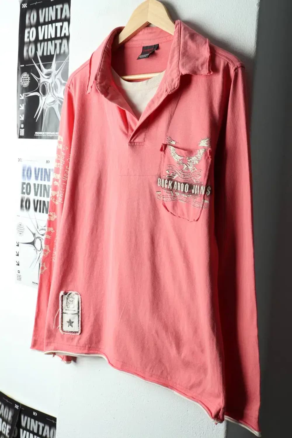 (L) 버커루 카라 긴팔티셔츠 핑크 레이어드 올드스쿨-15BE6 상품이미지1