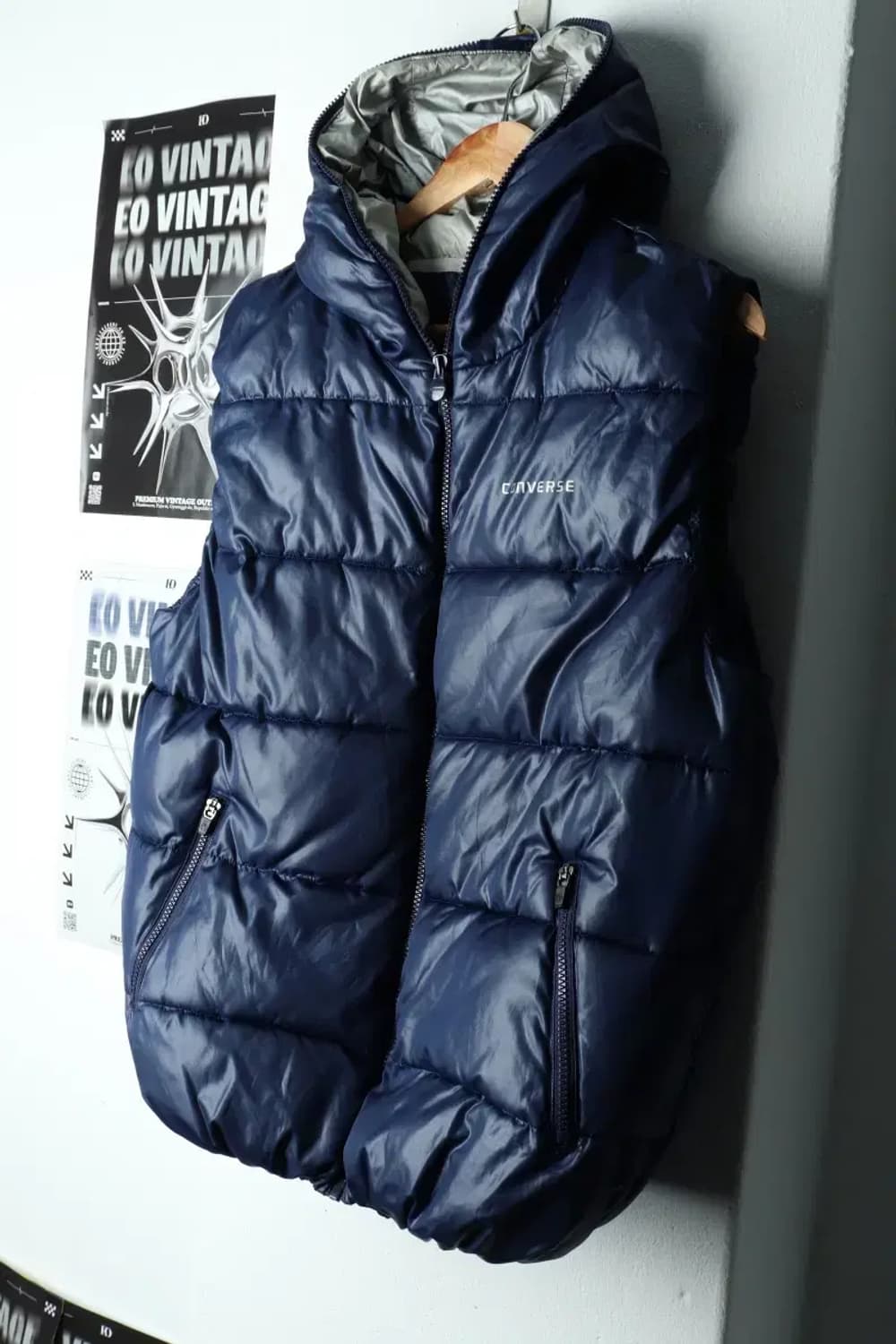 (L) 컨버스 패딩 점퍼자켓 년대 조끼 네이비 올드스쿨-15BF4 상품이미지1