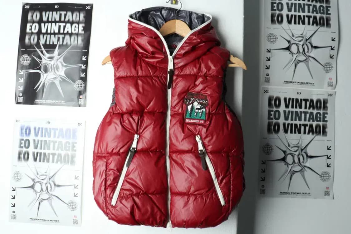 (S) 지프 패딩 점퍼자켓 조끼 버건디 올드스쿨-15BF9 상품이미지2