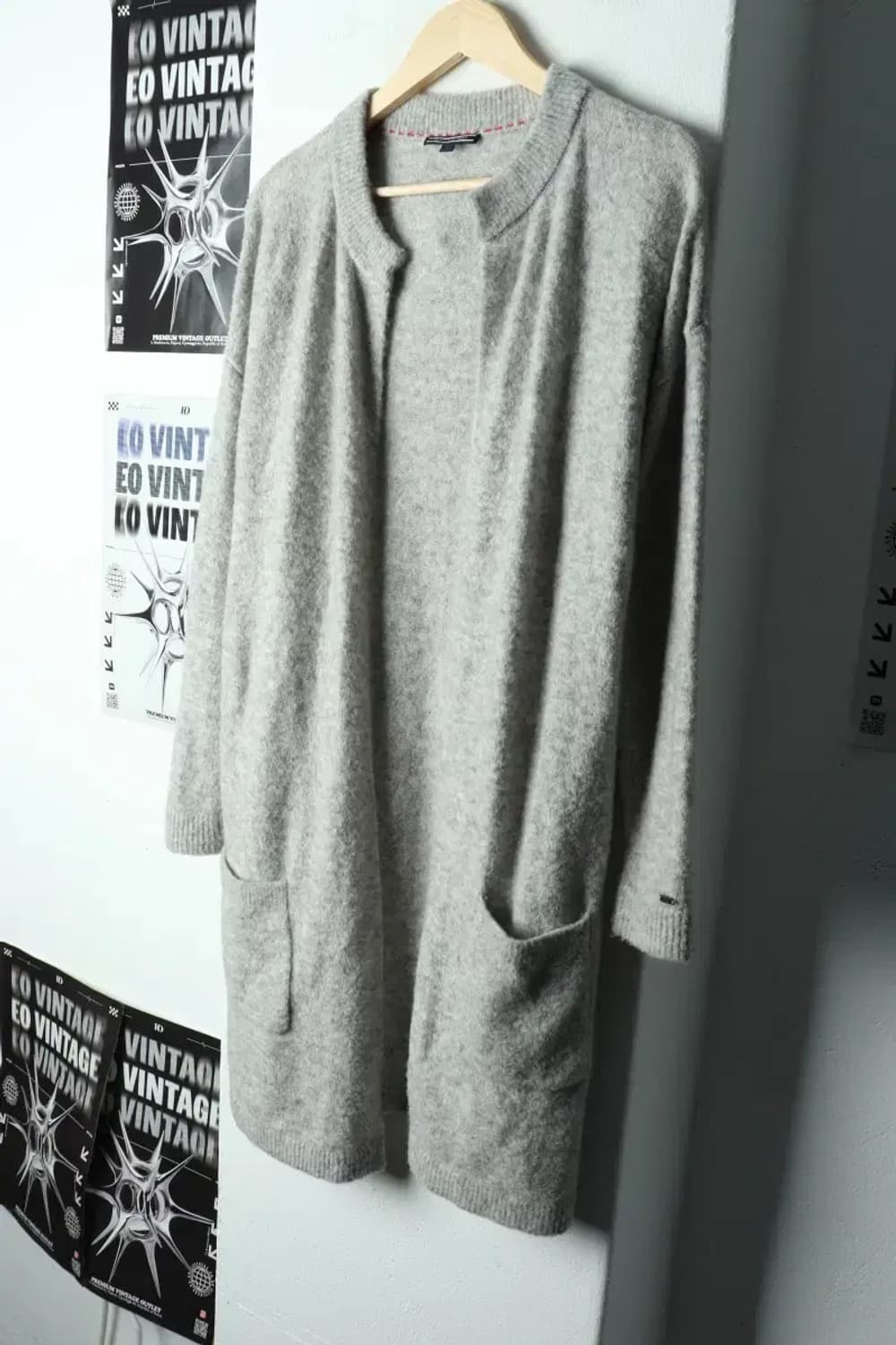 W(S-M) 타미힐피거 니트 가디건 그레이 울 롱-15C6E 상품이미지1