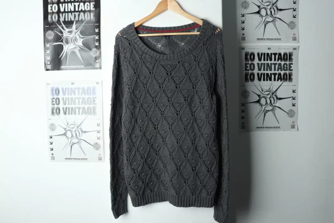 W(L-XL) 타미힐피거 니트 아가일 그레이 루즈핏-15C73 상품이미지2