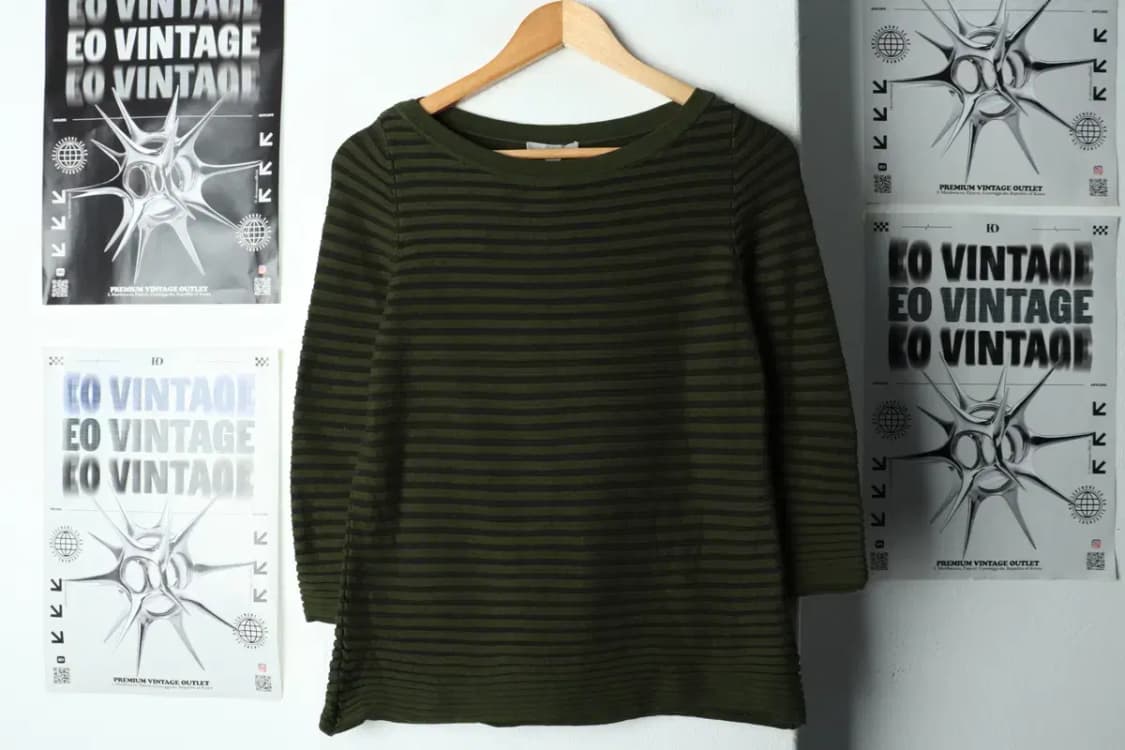 W(XS-S) 코스 니트 스트라이프 그린 스판-15C76 상품이미지2