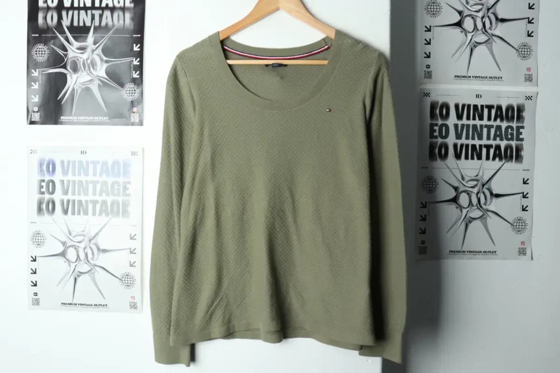 W(S) 타미힐피거 니트 카키 패턴 기본핏-15C78 상품이미지2