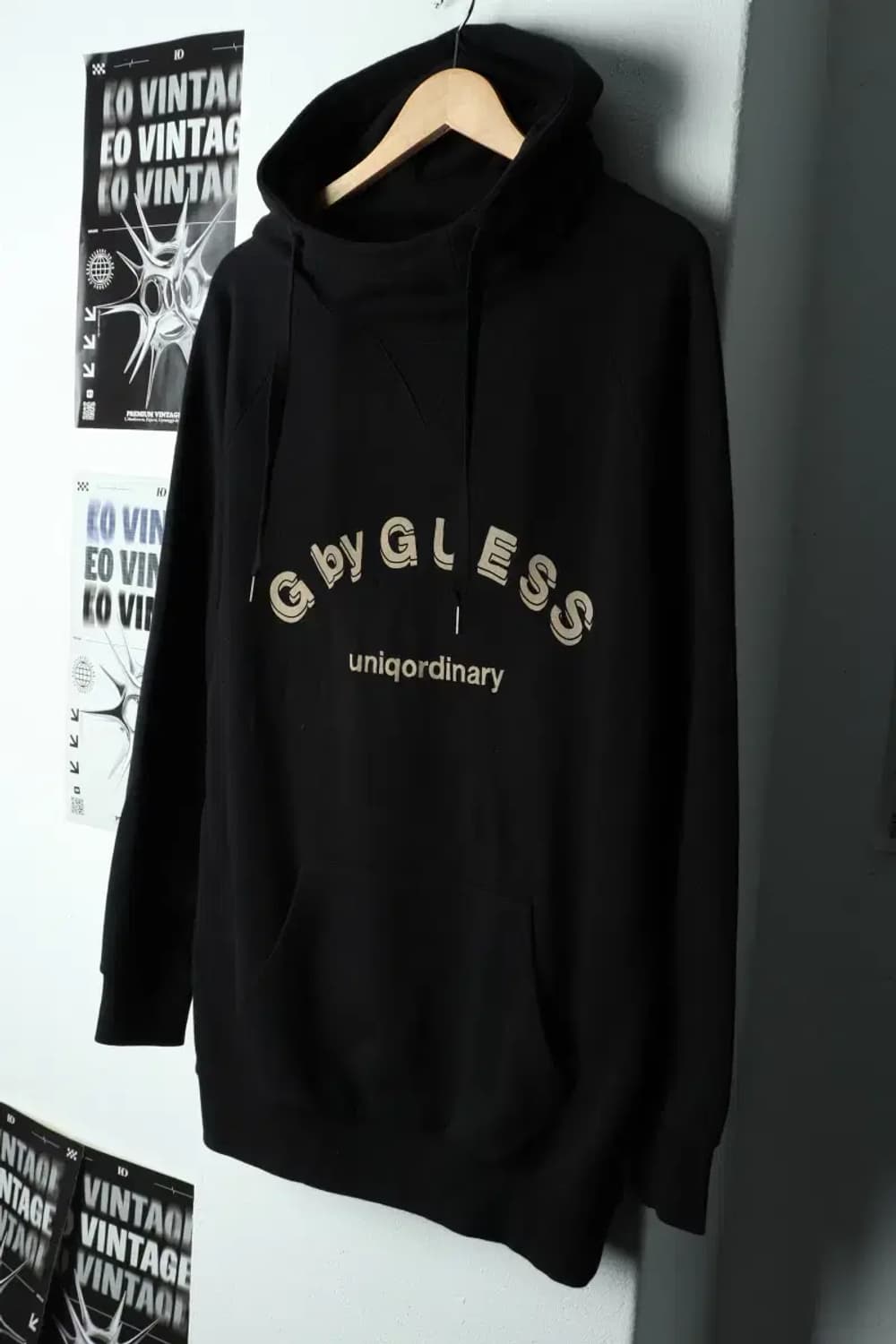 W(S) 게스 후드티셔츠 블랙 롱 올드스쿨-15C80 상품이미지1