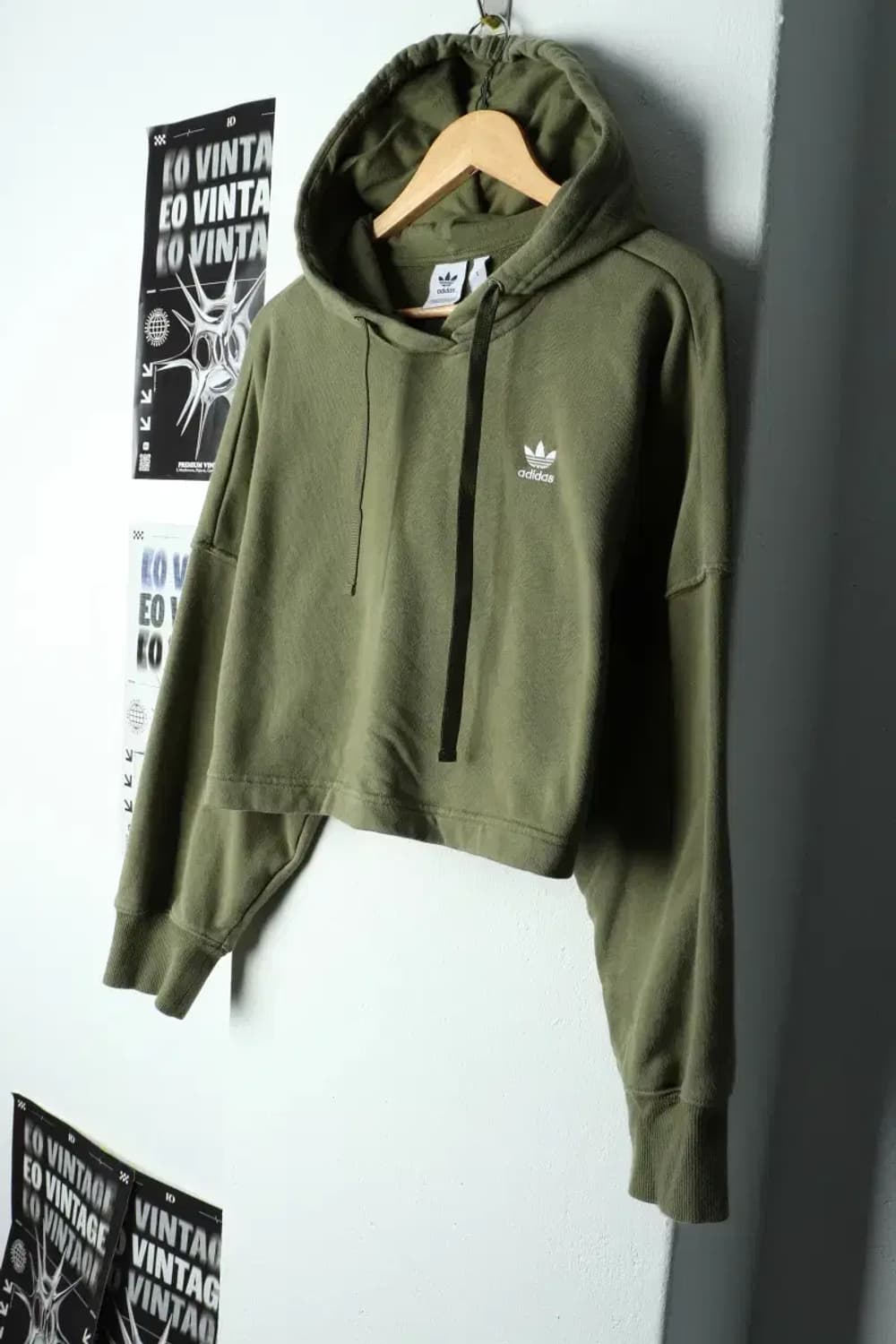 W(S) 아디다스 후드티셔츠 오리지널 카키 크롭-15C81 상품이미지1