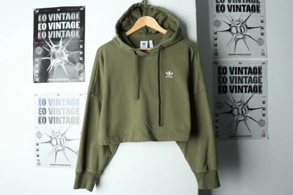 W(S) 아디다스 후드티셔츠 오리지널 카키 크롭-15C81 상품이미지2