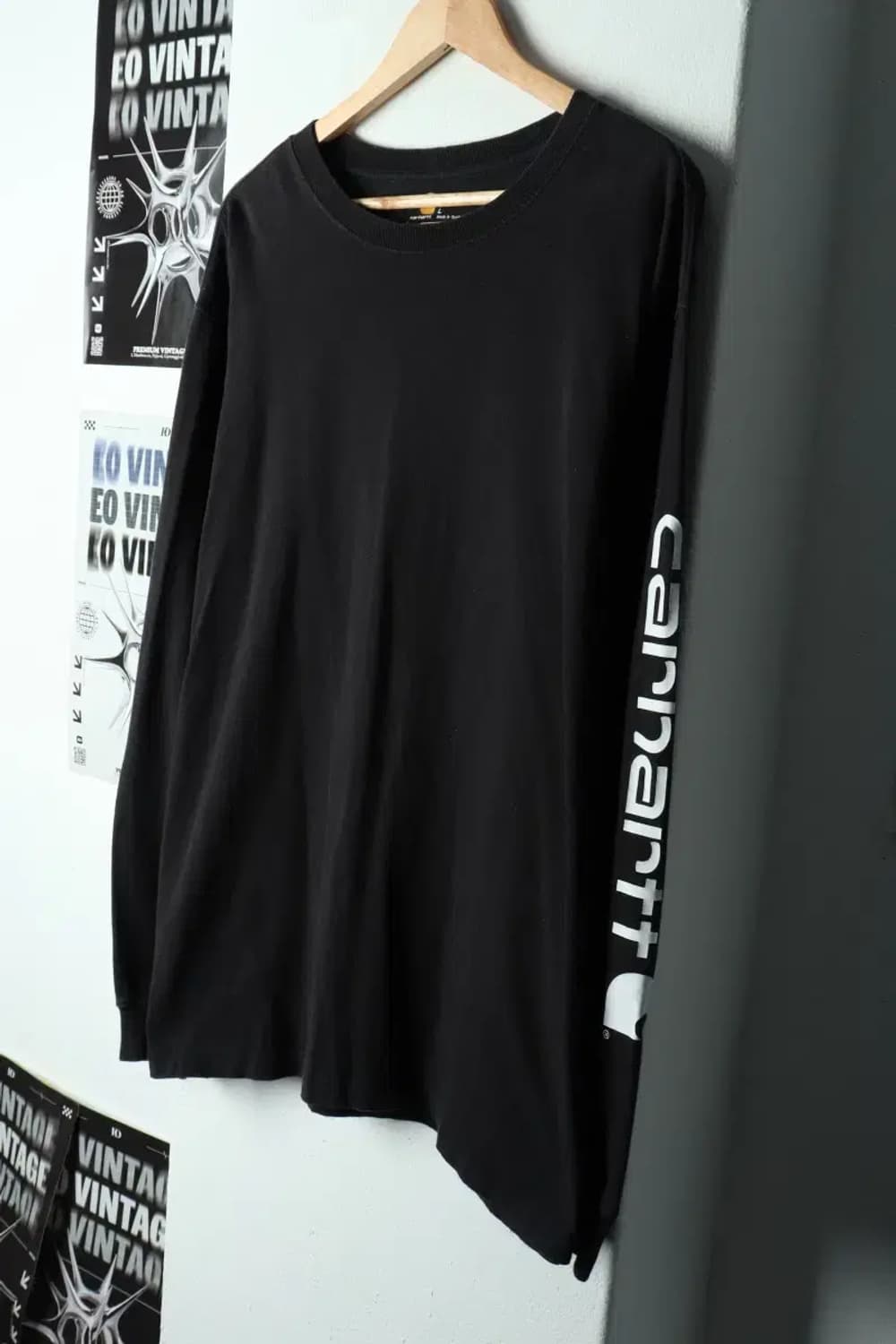 (L-XL) 칼하트 긴팔티셔츠 레터링 블랙-15C85 상품이미지1