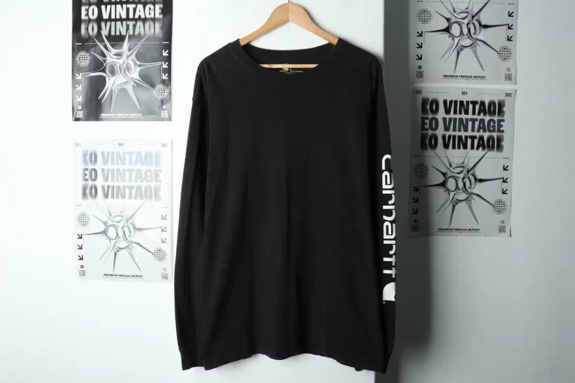 (L-XL) 칼하트 긴팔티셔츠 레터링 블랙-15C85 상품이미지2