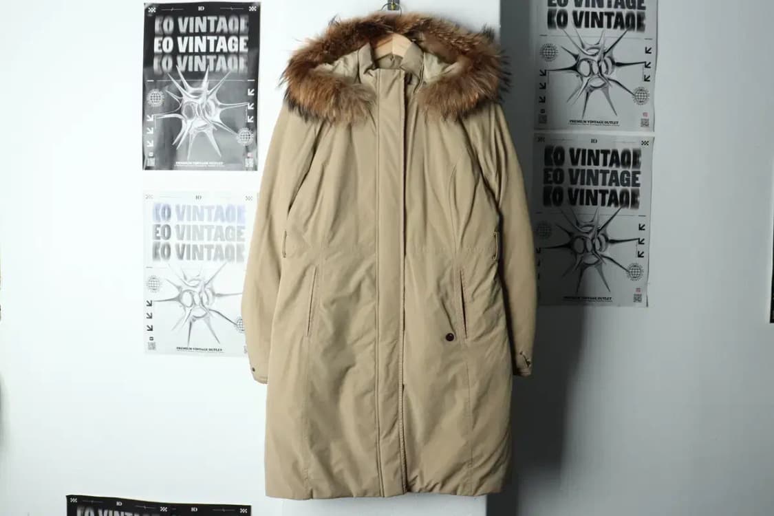 W(L) 헤드 패딩 점퍼자켓 덕다운 베이지 롱-15D08 상품이미지2