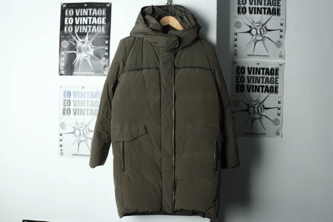 W(XS-S) 마쥬 패딩 점퍼자켓 덕다운 오리털 카키 롱-15D09 상품이미지2