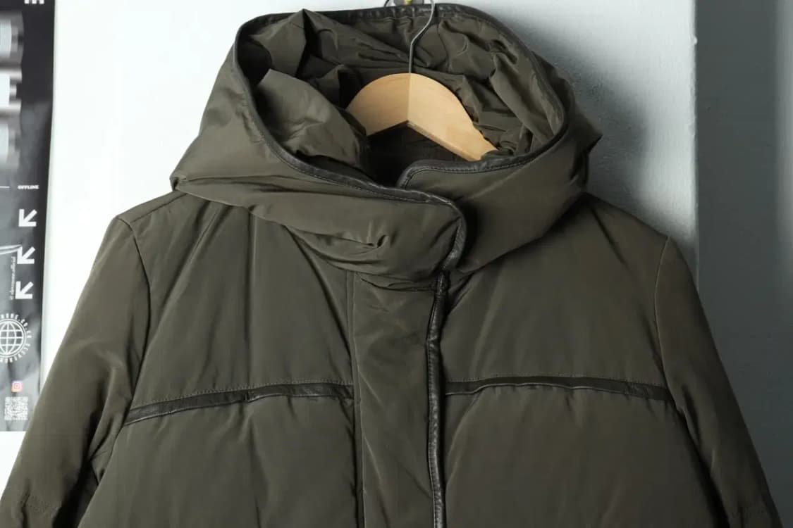 W(XS-S) 마쥬 패딩 점퍼자켓 덕다운 오리털 카키 롱-15D09 상품이미지3