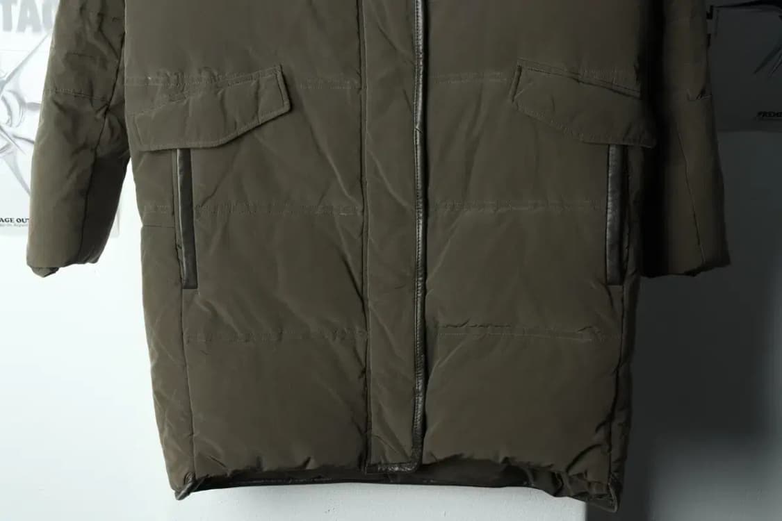 W(XS-S) 마쥬 패딩 점퍼자켓 덕다운 오리털 카키 롱-15D09 상품이미지4
