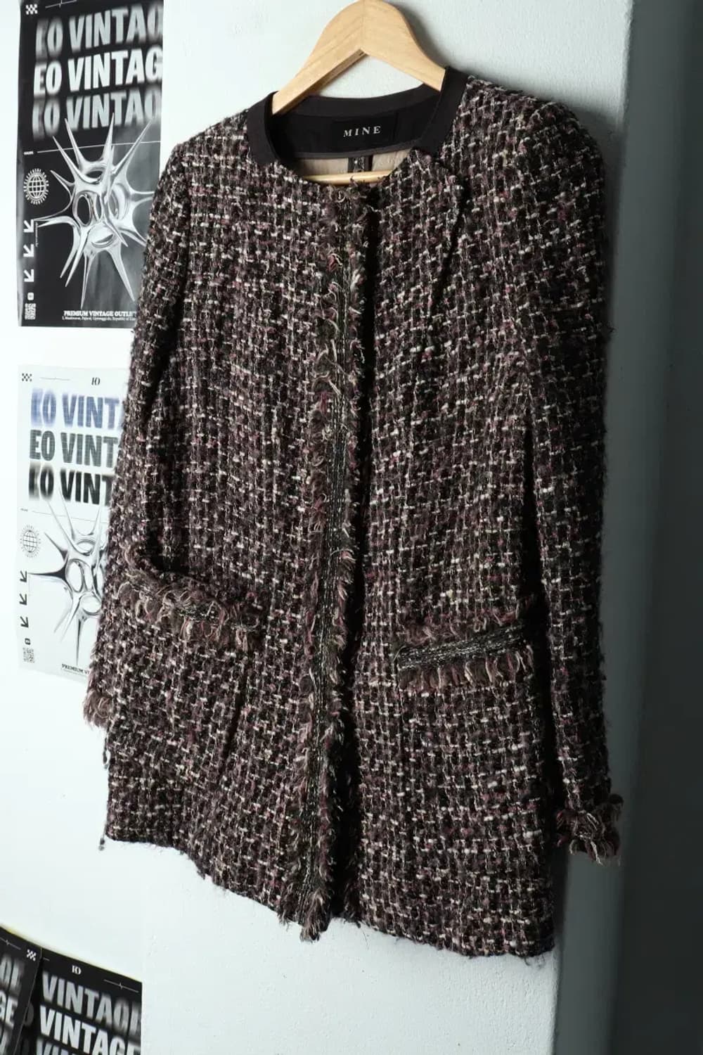 W(S) 마인 집업 바람막이 점퍼자켓 한섬 트위드 핑크 재팬-15D10 상품이미지1