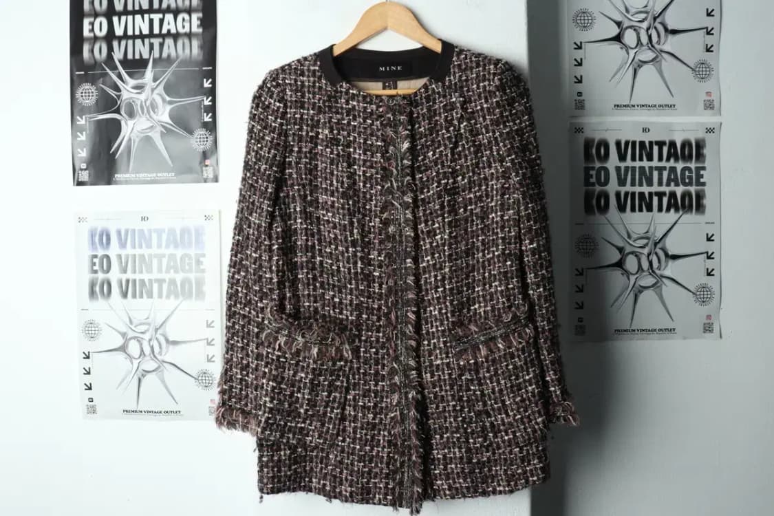 W(S) 마인 집업 바람막이 점퍼자켓 한섬 트위드 핑크 재팬-15D10 상품이미지2