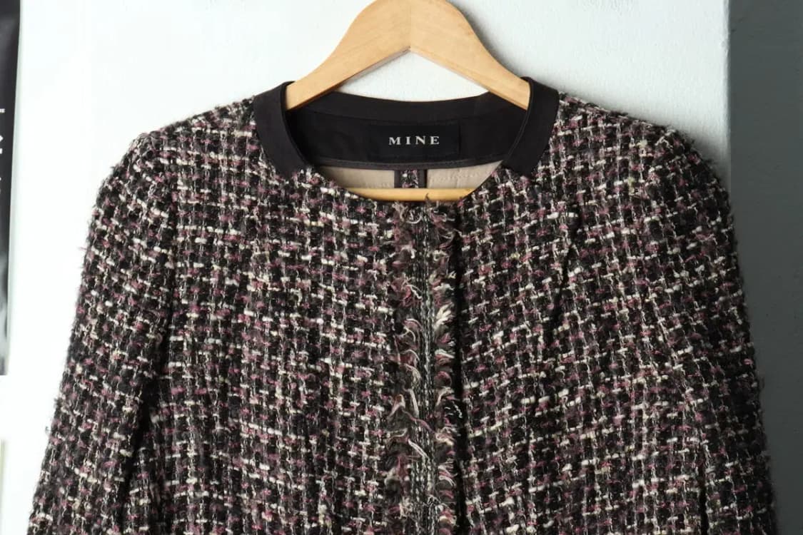 W(S) 마인 집업 바람막이 점퍼자켓 한섬 트위드 핑크 재팬-15D10 상품이미지3