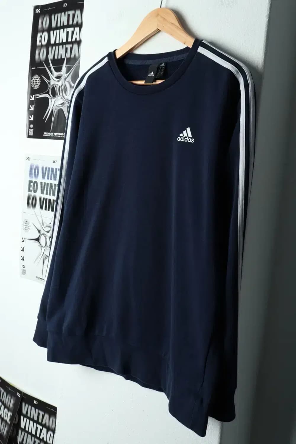 (L-XL) 아디다스 맨투맨 티셔츠 네이비 삼선 올드스쿨-15D12 상품이미지1