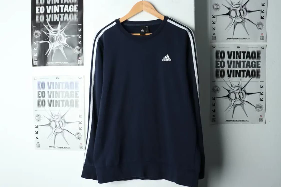 (L-XL) 아디다스 맨투맨 티셔츠 네이비 삼선 올드스쿨-15D12 상품이미지2