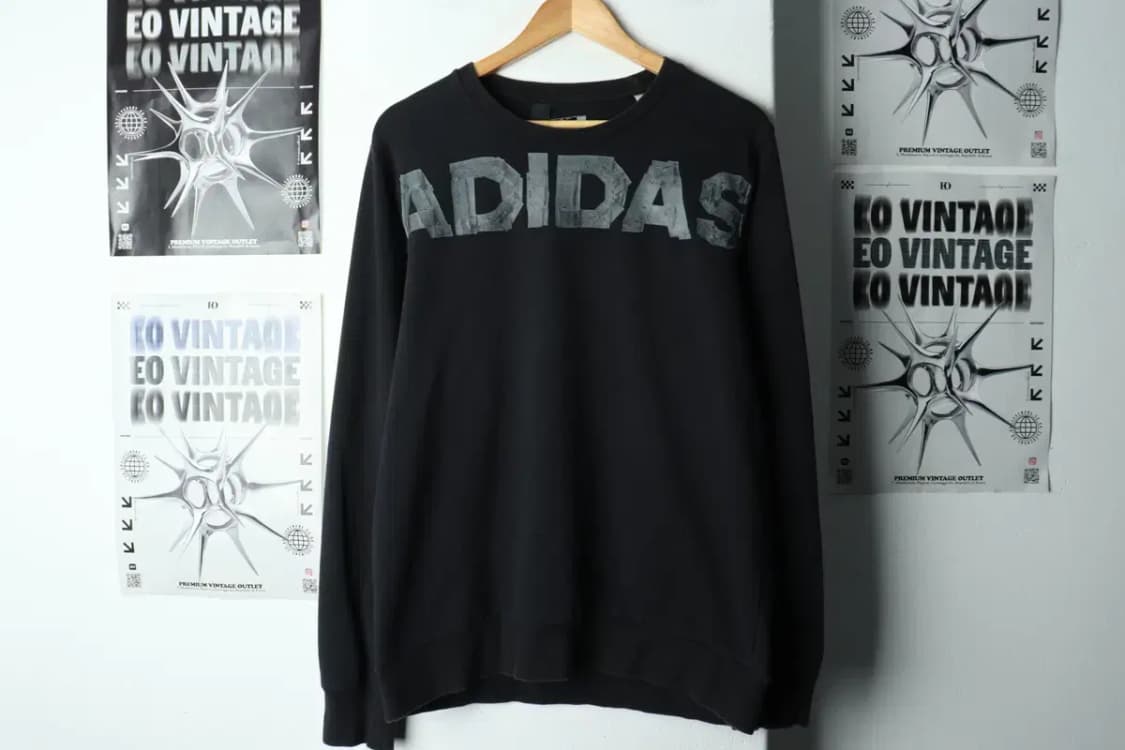 (XL) 아디다스 맨투맨 티셔츠 빅로고 블랙 올드스쿨-15D14 상품이미지2