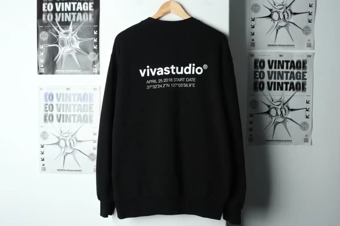 (XL-2XL) 비바스튜디오 맨투맨 티셔츠 블랙 로고 올드스쿨-15D15 상품이미지6