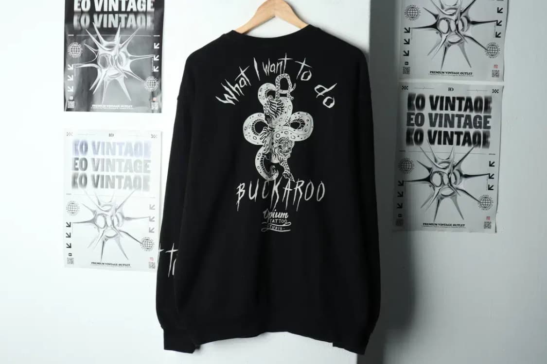 (L-XL) 버커루 맨투맨 티셔츠 오피움 한정판 블랙웨어-15D18 상품이미지7