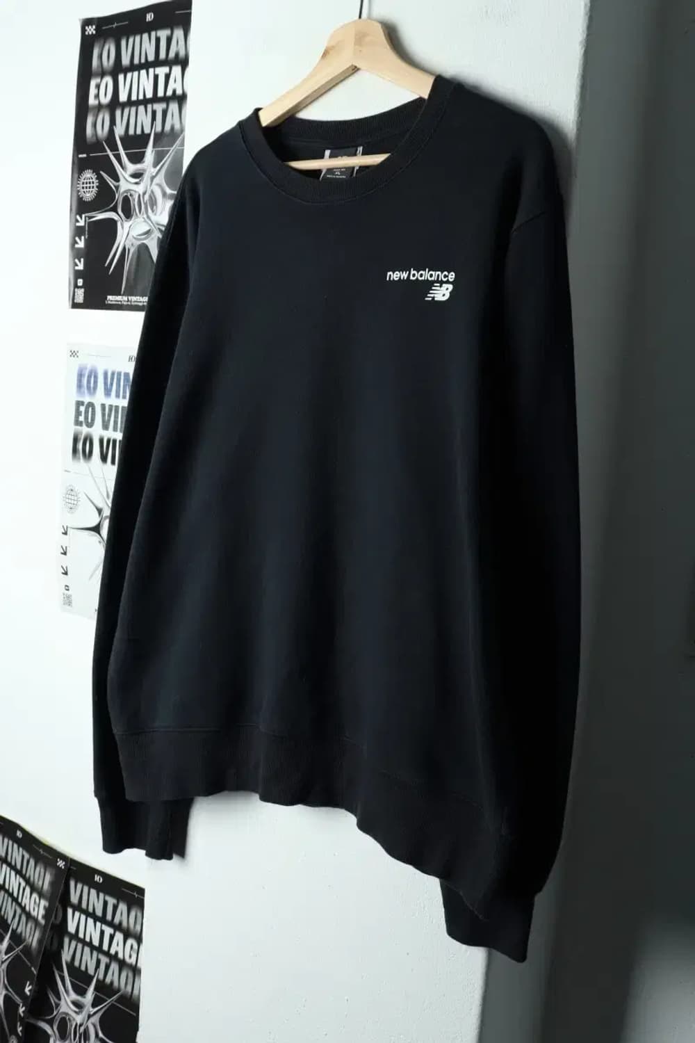 (2XL) 뉴발란스 맨투맨 티셔츠 빅사이즈 기모 블랙-15D1E 상품이미지1