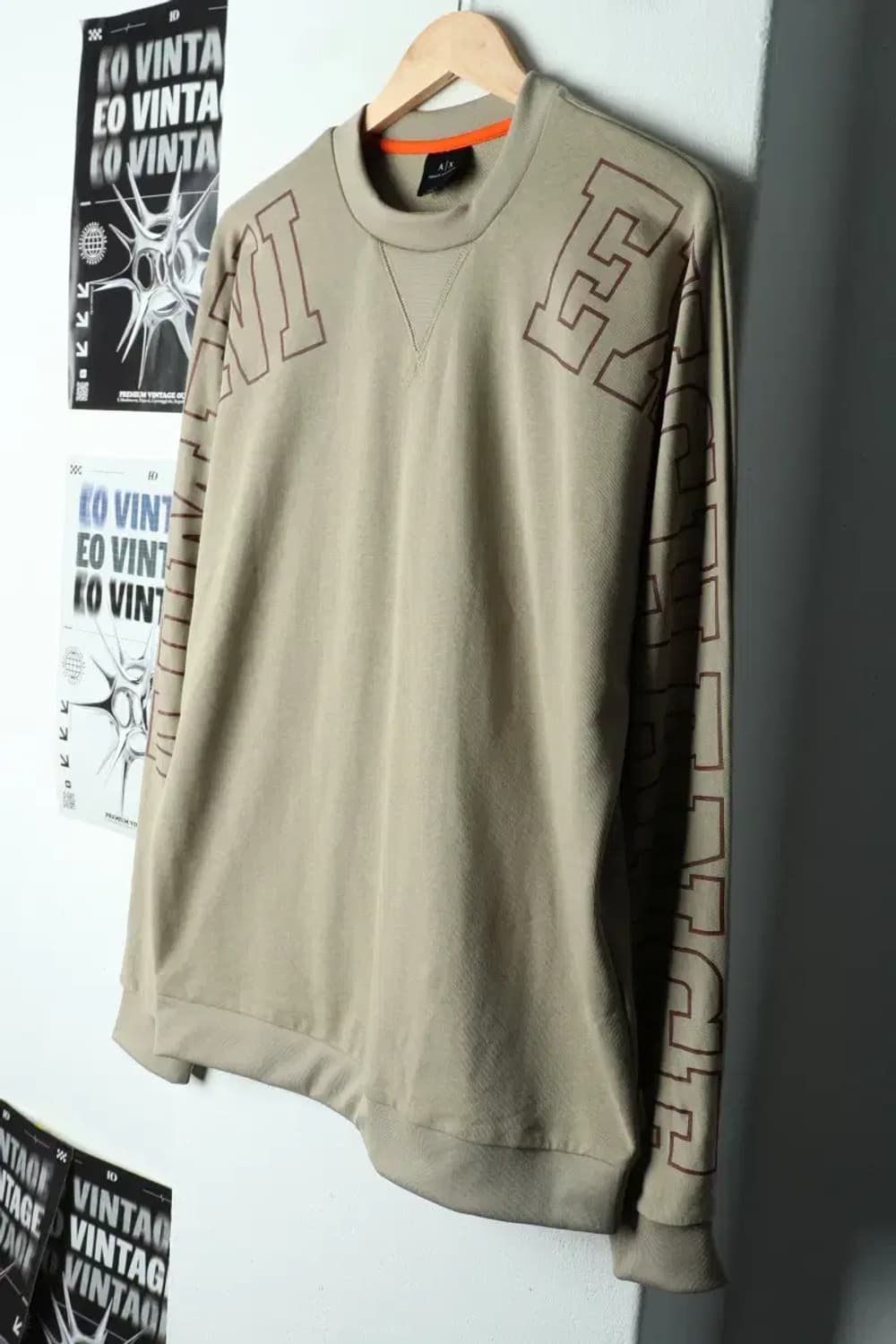 (M-L) 아르마니 맨투맨 티셔츠 레터링 브라운 폴리-15D20 상품이미지1