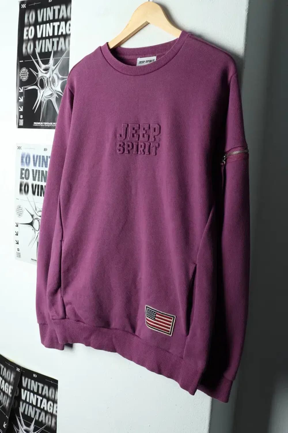 (L-XL) 지프 맨투맨 티셔츠 퍼플 포켓 올드스쿨-15D28 상품이미지1