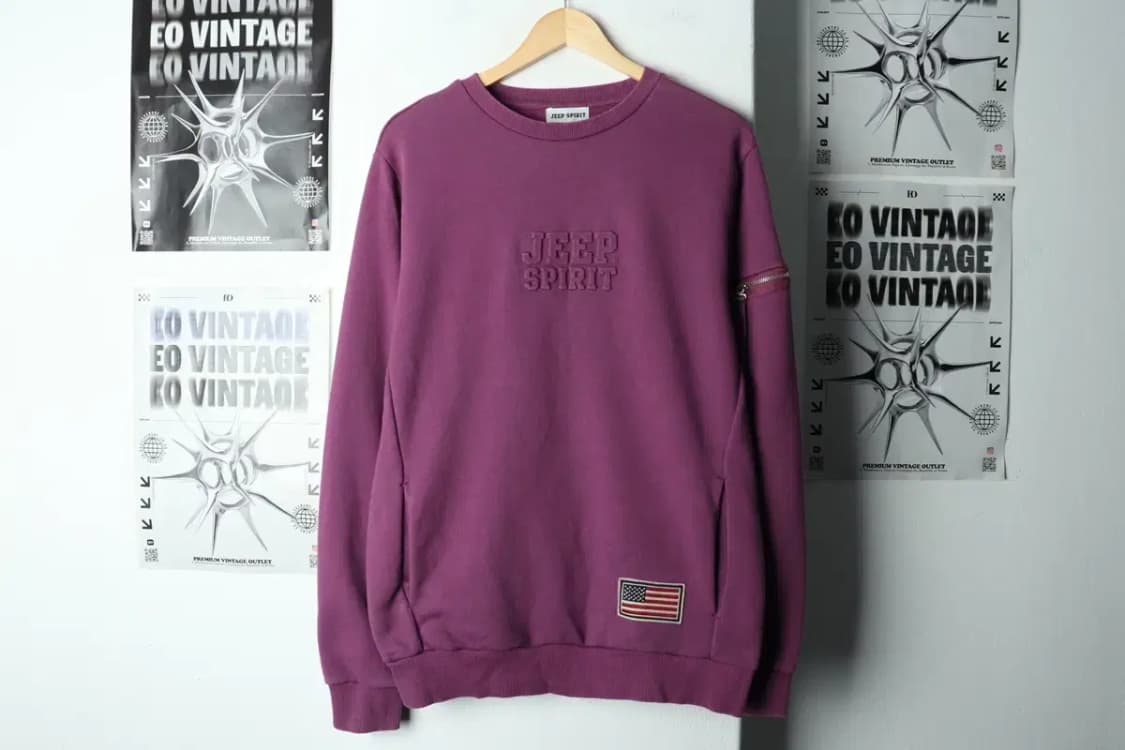 (L-XL) 지프 맨투맨 티셔츠 퍼플 포켓 올드스쿨-15D28 상품이미지2