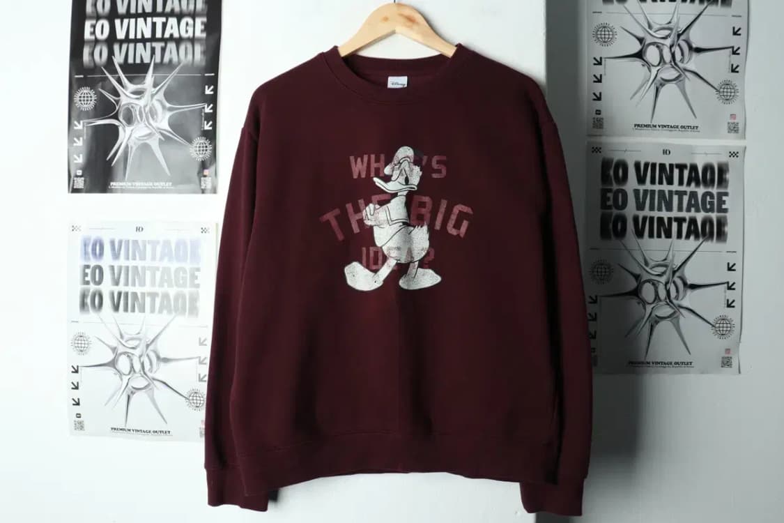 W(XL-2XL) 디즈니 맨투맨 티셔츠 도날드덕 기모 버건디-15D29 상품이미지2