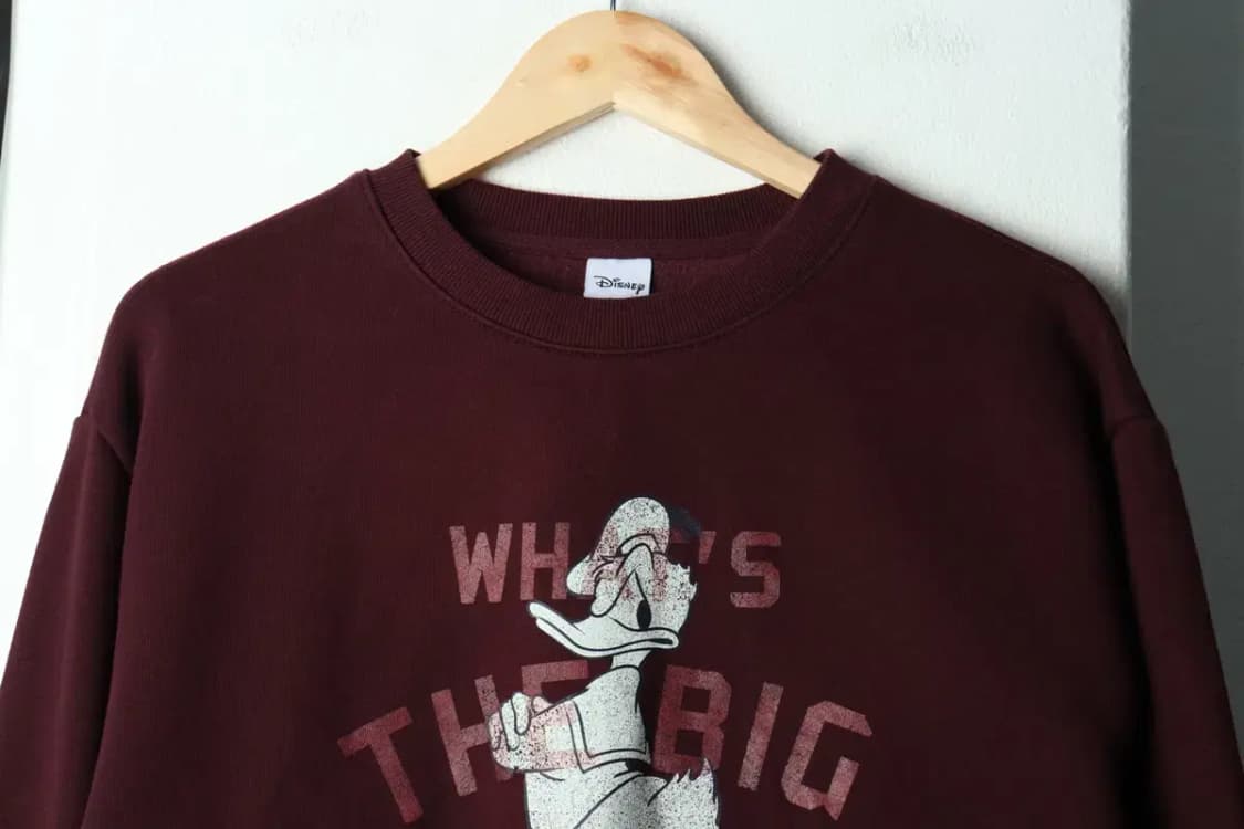 W(XL-2XL) 디즈니 맨투맨 티셔츠 도날드덕 기모 버건디-15D29 상품이미지3