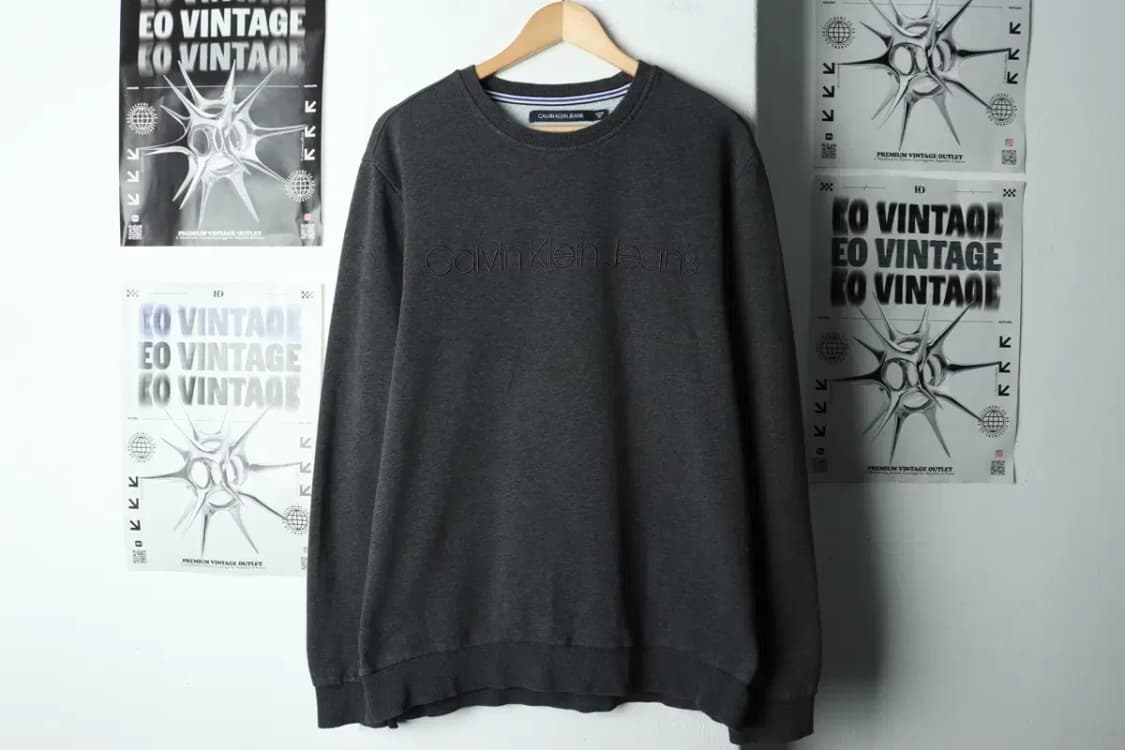 (XL) 캘빈클라인 맨투맨 티셔츠 그레이 로고 올드스쿨-15D2B 상품이미지2