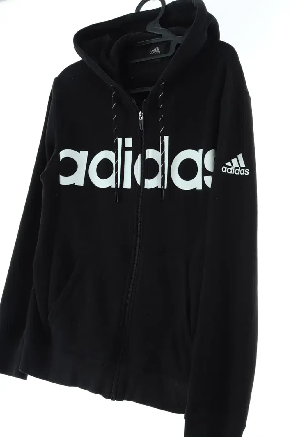 (M) 아디다스 후드집업 빅로고 블랙 올드스쿨 기모-15D76 상품이미지1