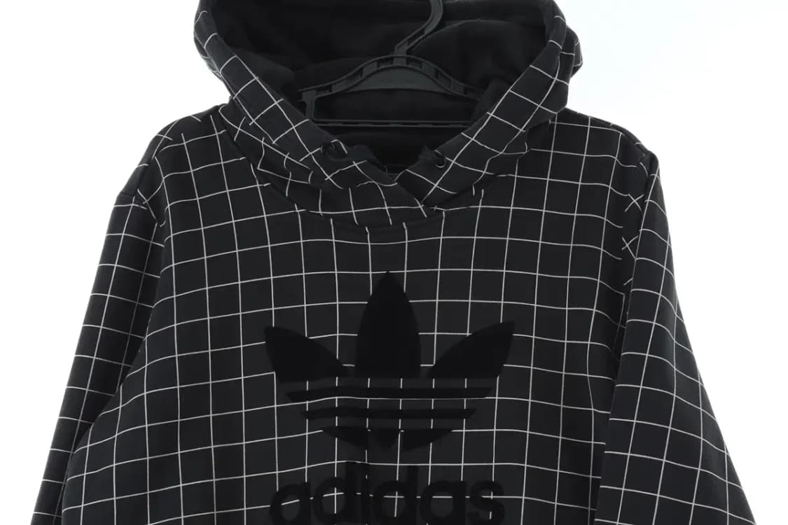 W(S-M) 아디다스 후드티셔츠 벨벳 불꽃 로고 크롭 매물-15D90 상품이미지3