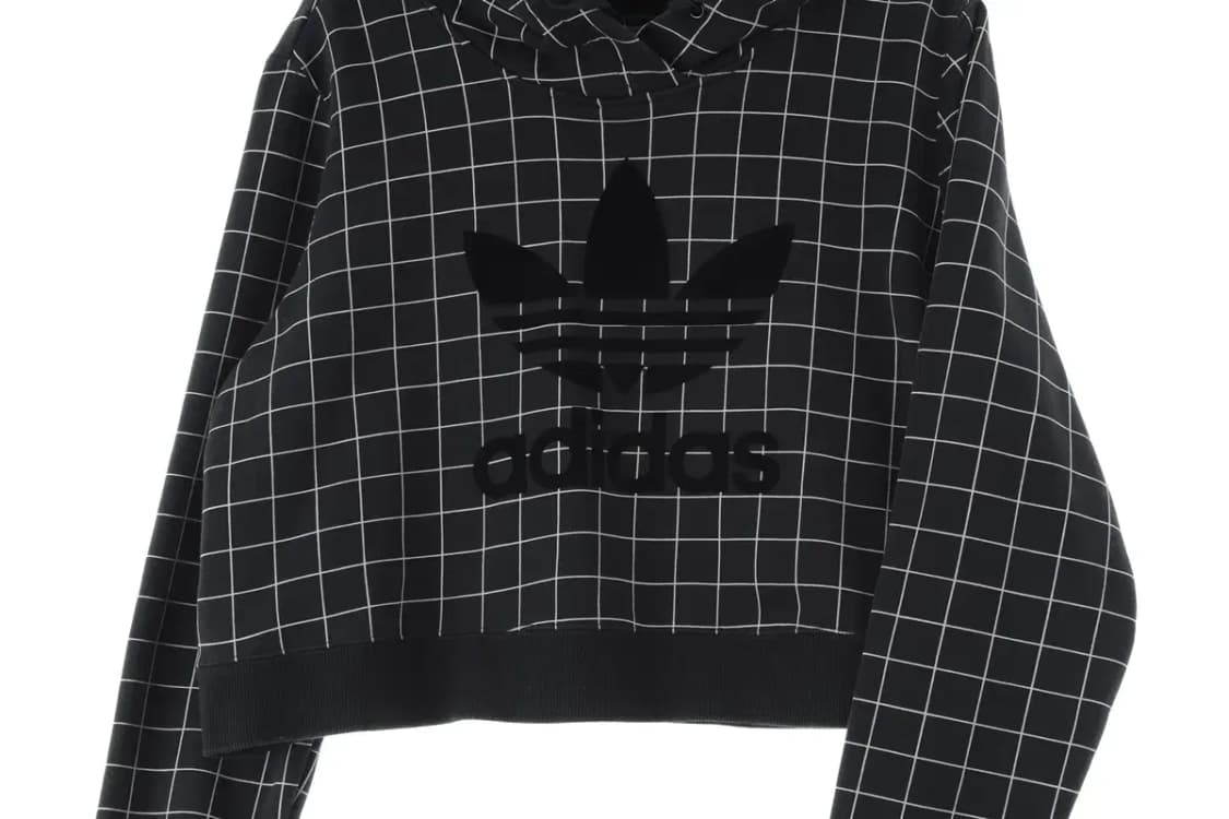 W(S-M) 아디다스 후드티셔츠 벨벳 불꽃 로고 크롭 매물-15D90 상품이미지4