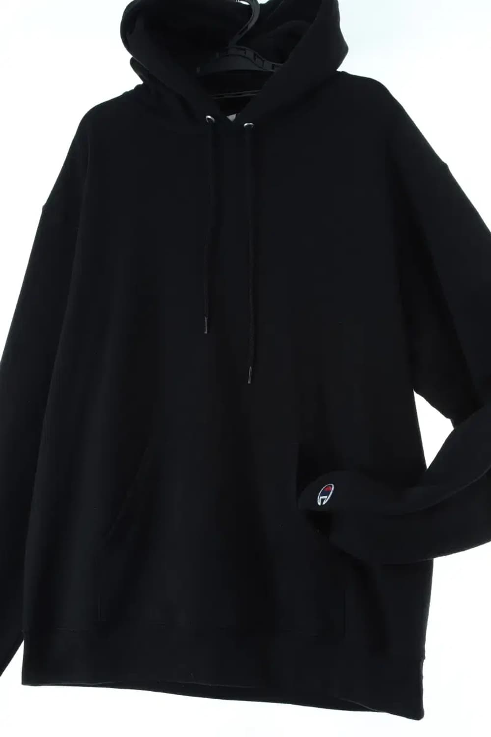 (XL-2XL) 챔피온 후드티셔츠 박시 무지 블랙 기모-15D92 상품이미지1