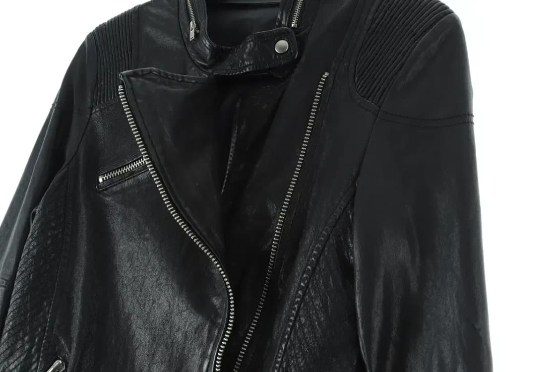 W(S) 브랜드빈티지 집업 바람막이 점퍼자켓 가죽 라이더 블랙-15DB3 상품이미지5