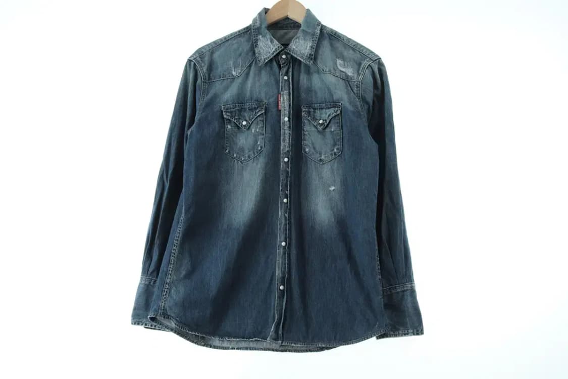 (L) 디스퀘어드 청남방 데님셔츠 워싱 한정 아메카지-15DB6 상품이미지3