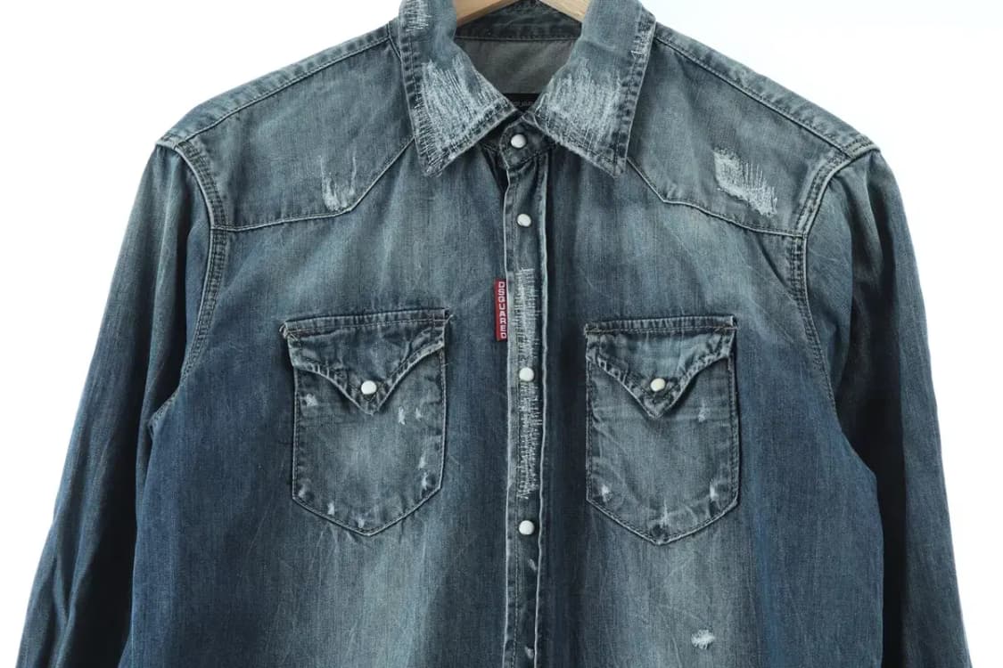 (L) 디스퀘어드 청남방 데님셔츠 워싱 한정 아메카지-15DB6 상품이미지4