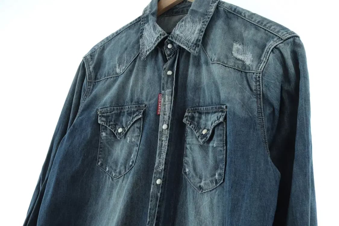 (L) 디스퀘어드 청남방 데님셔츠 워싱 한정 아메카지-15DB6 상품이미지8