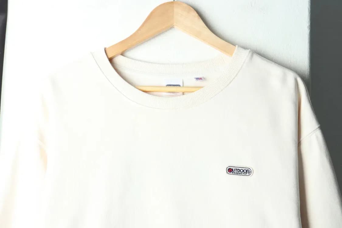 W(XL) 아웃도어 맨투맨 티셔츠 아이보리 기모 올드스쿨 자수-15E1C 상품이미지3