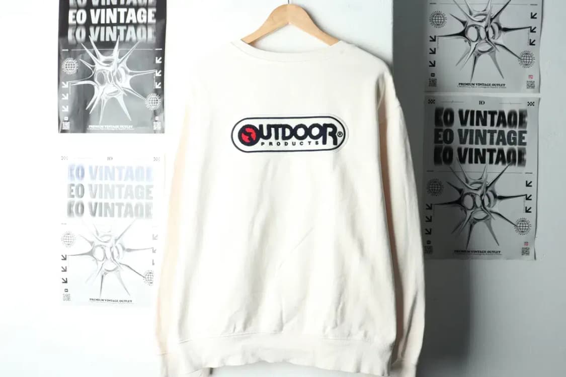 W(XL) 아웃도어 맨투맨 티셔츠 아이보리 기모 올드스쿨 자수-15E1C 상품이미지7