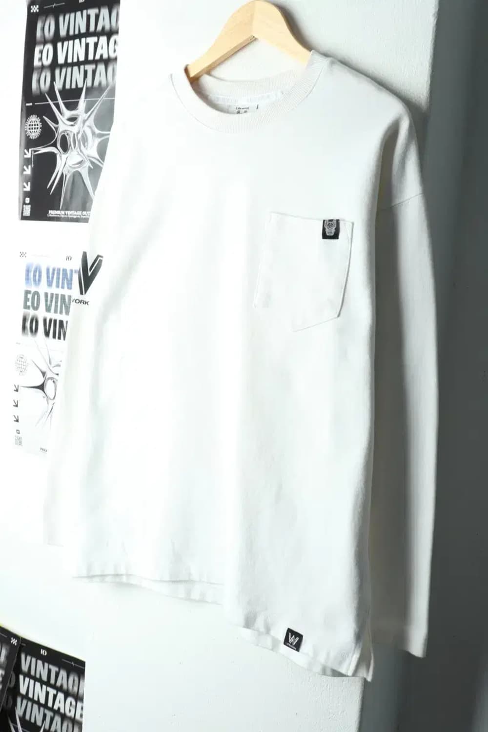 (M-XL) 라이프워크 맨투맨 티셔츠 화이트 포켓 올드스쿨-15E1E 상품이미지1