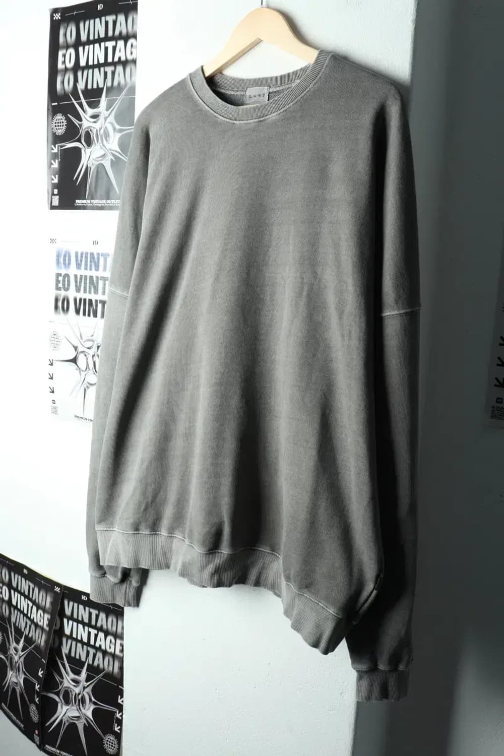 (F) 브랜드빈티지 맨투맨 티셔츠 빅사이즈 피그먼트 그레이-15E26 상품이미지1