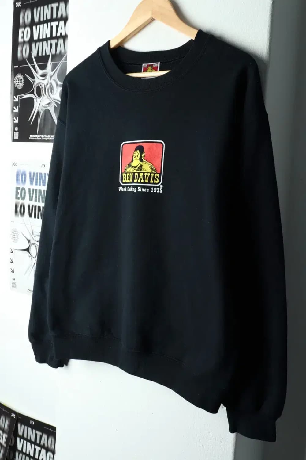 (S) 벤데이비스 맨투맨 티셔츠 블랙 기모 올드스쿨-15E27 상품이미지1