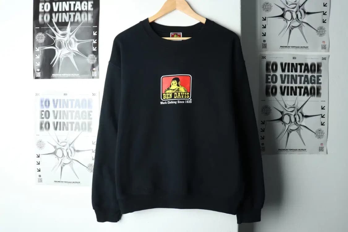 (S) 벤데이비스 맨투맨 티셔츠 블랙 기모 올드스쿨-15E27 상품이미지2