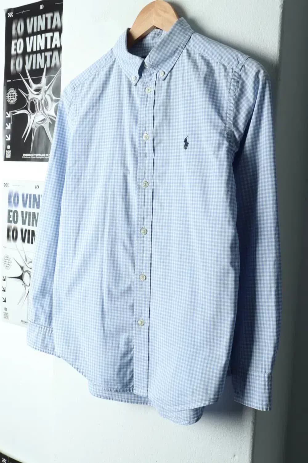 W(S) 폴로 랄프로렌 셔츠 남방 연블루 체크 포니-15E94 상품이미지1