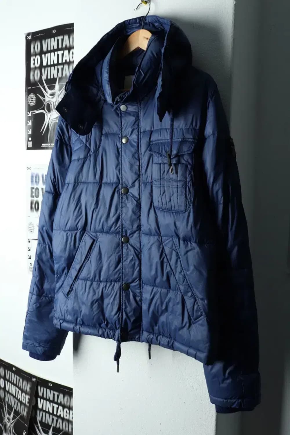 (L-XL) 디젤 패딩 점퍼자켓 블루 포켓 올드스쿨-15EA3 상품이미지1