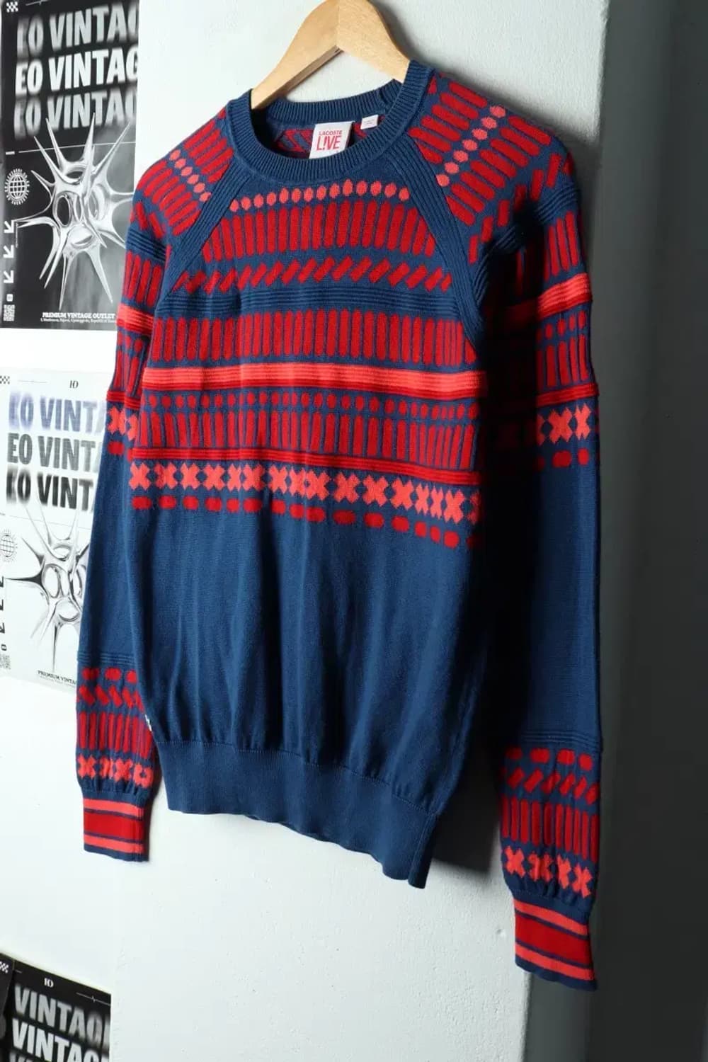 W(L) 라코스테 니트 나그랑 패턴 블루 희귀 매물-15EAE 상품이미지1