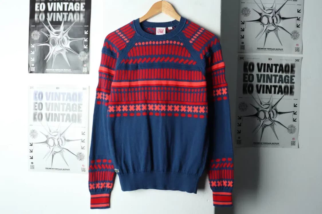 W(L) 라코스테 니트 나그랑 패턴 블루 희귀 매물-15EAE 상품이미지2