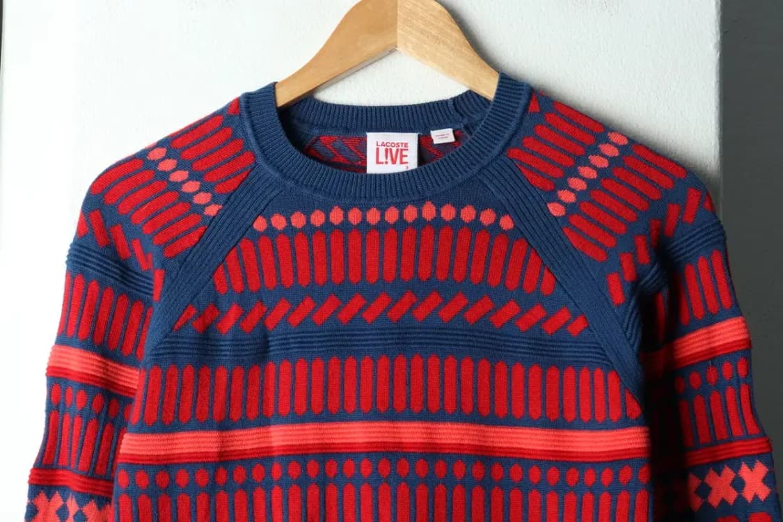W(L) 라코스테 니트 나그랑 패턴 블루 희귀 매물-15EAE 상품이미지3